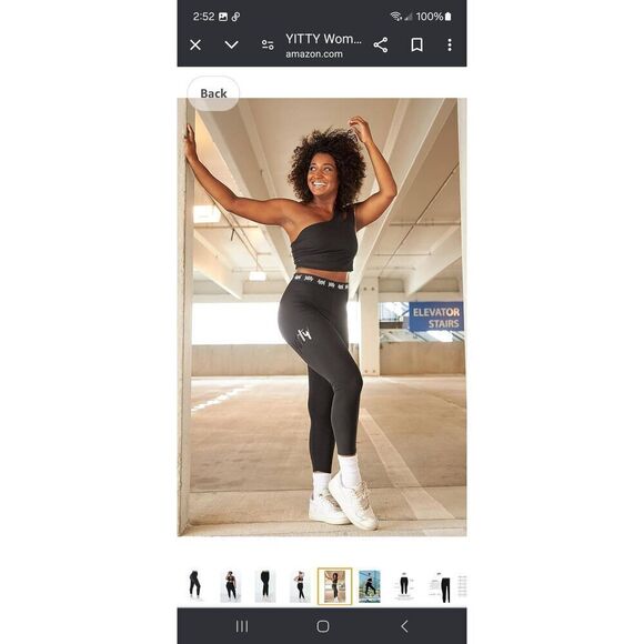 New Medium Fabletic Yitty Black Logo Major Label Shaping High Waist 7/8 Leggings - Picture 1 of 11